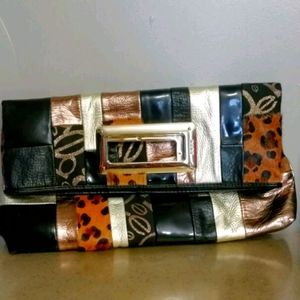 Bebe Print Fold Over Clutch